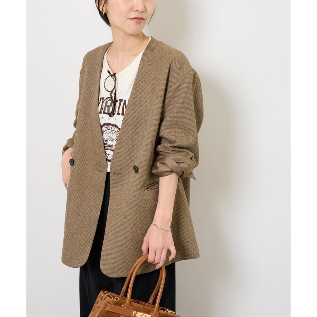 25SS　新品タグ付　ジャーナルスタンダード　LINYツイルノーカラージャケット 25SS 新品タグ付 ジャーナルスタンダード LINYツイルノーカラー