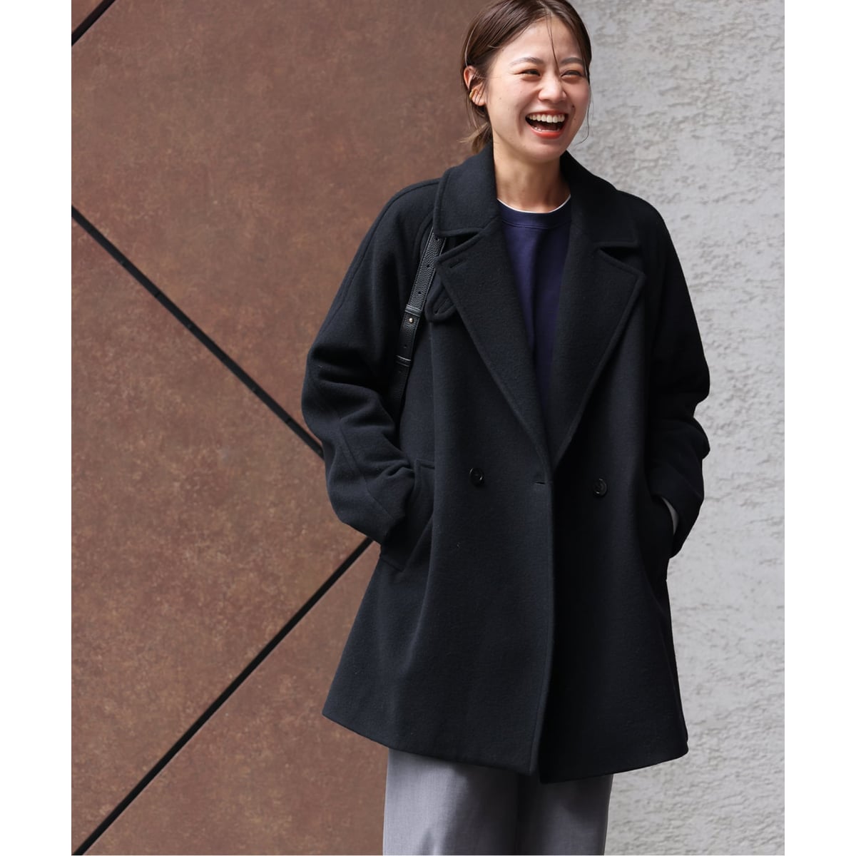 Spick&span W/Nyモッサステンカラーショートコート　ブラック　38 Spick & Span（スピックアンドスパン）の「W/Nyモッサステン