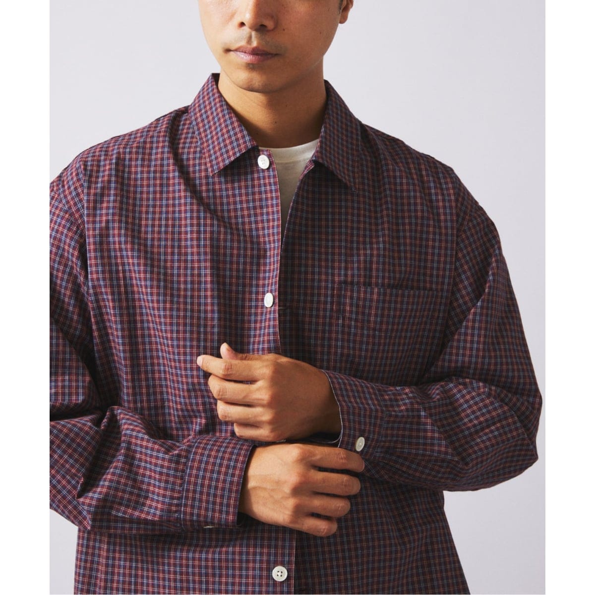 JOURNAL STANDARD relume レーヨン　半袖チェックシャツ JOURNAL STANDARD relume シャツ レーヨン アンカット フリンジ