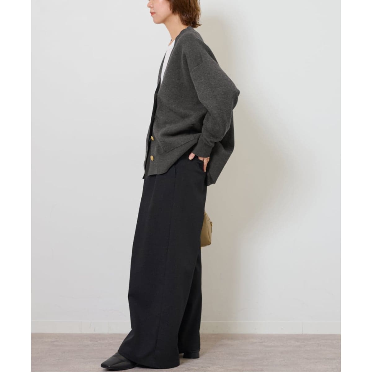 追加》[25AW新作］コットンカシミヤミックスダブルニットVネック