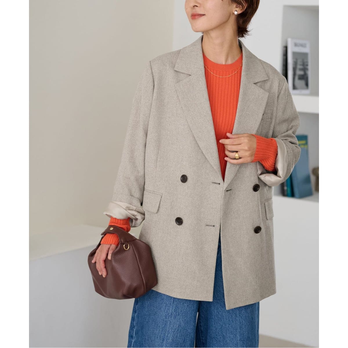 JOURNAL STANDARD relumeダブルフロントチェックジャケットM JOURNAL STANDARD relume（ジャーナルスタンダード レリューム