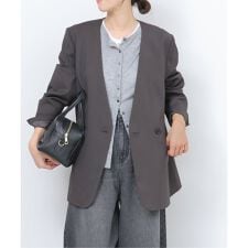 ダブルフロントノーカラージャケット