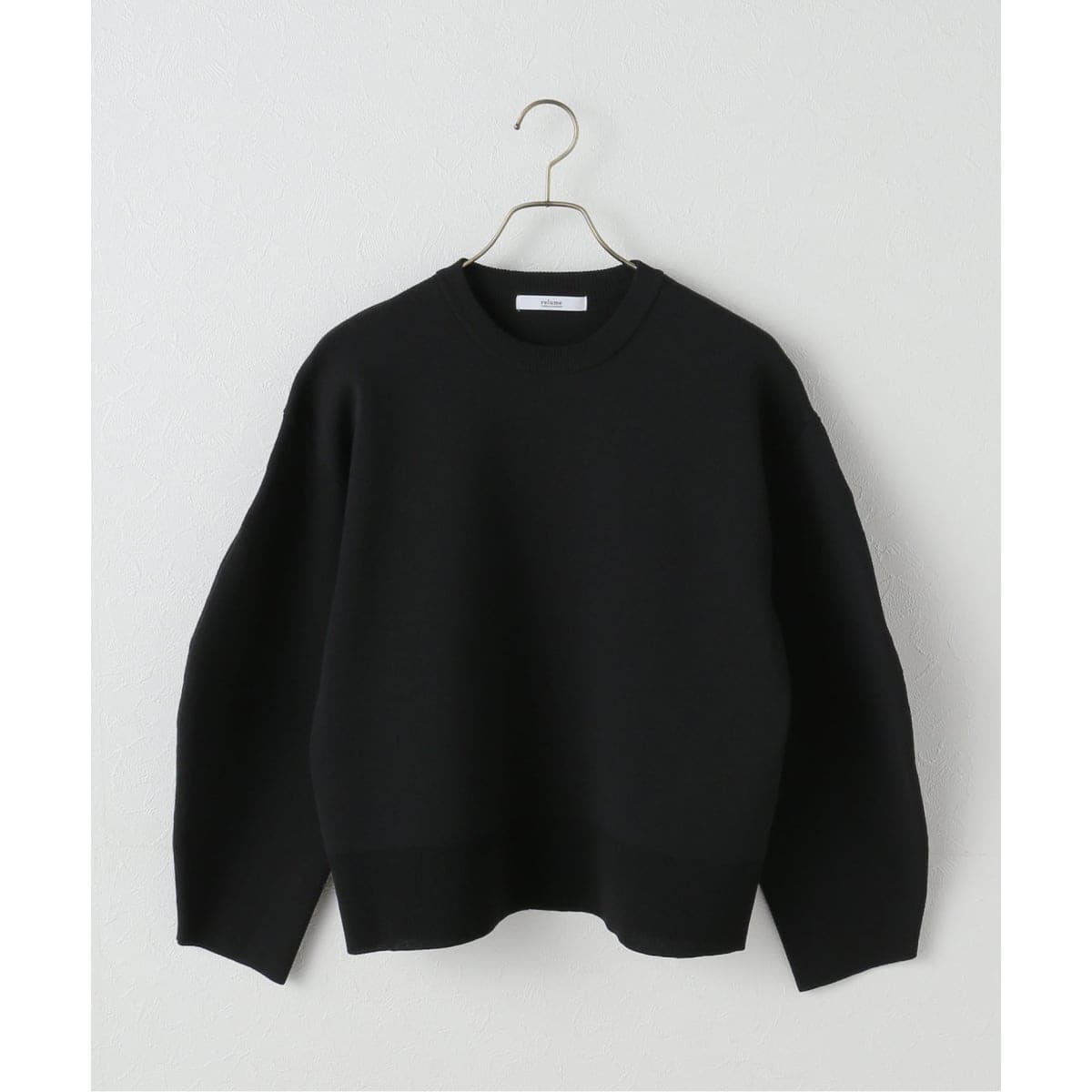 23SS エンフォルド レイヤードリブプルオーバー 黒 ニット　ウール ENFOLD（エンフォルド）の「アシンメレイヤードニットプルオーバー