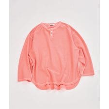 製品染め バックピケ ヘンリーネック 7分袖 Tシャツ