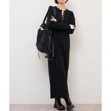 《WEB限定追加》【MULTI FUNC+】ヘンリーネックニットワンピース