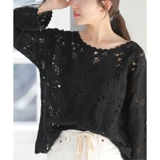 ［26SS新作］エンブロイダリークロシェレースプルオーバー