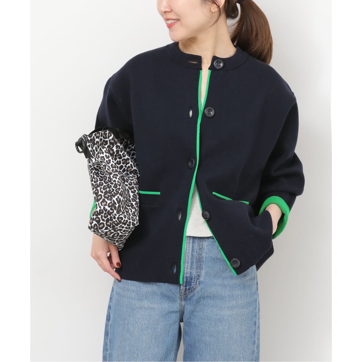 BEAMS BOY ／ コットン ナイロン アラン カーディガン