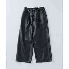 フェイクレザー ワイドストレート イージーパンツ