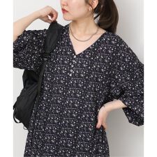 《WEB限定》フラワークレープギャザーワンピース