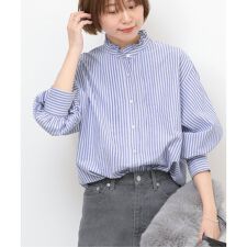 《WEB限定追加予約》フリルネックドビーストライプシャツ