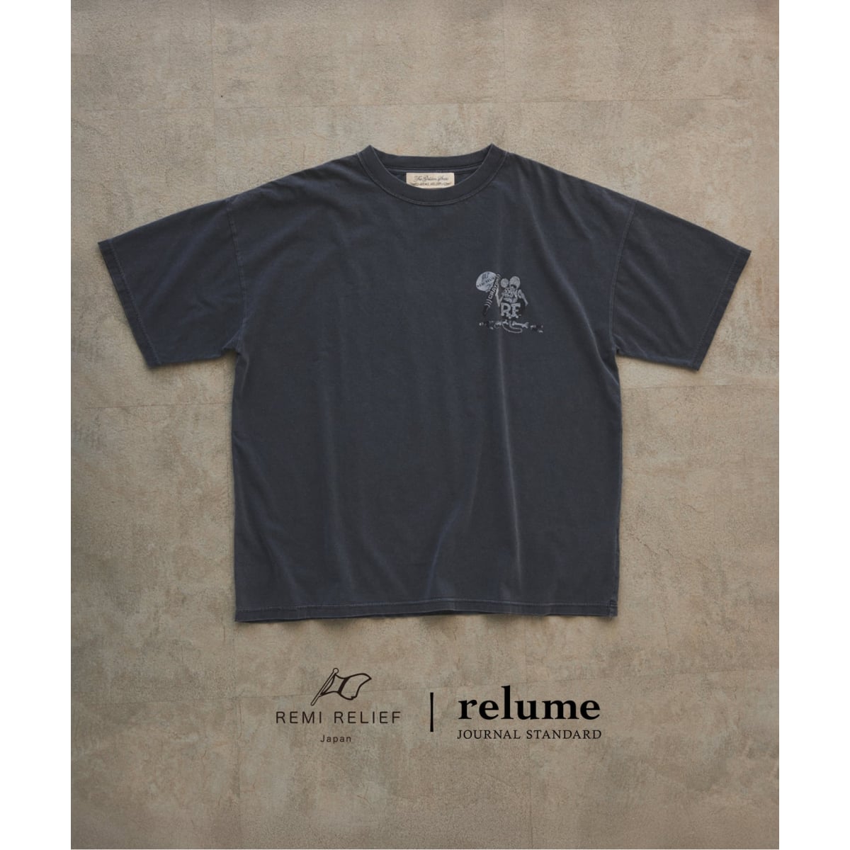 REMI RELIEF 別注 ”RAT FINK” ヴィンテージ加工 ワイドTシャツ