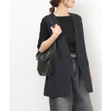 《予約》［手洗い可］リネンフィールノーカラージレ