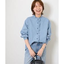 《WEB限定追加予約4》スタンドネックデニムフリルブラウス