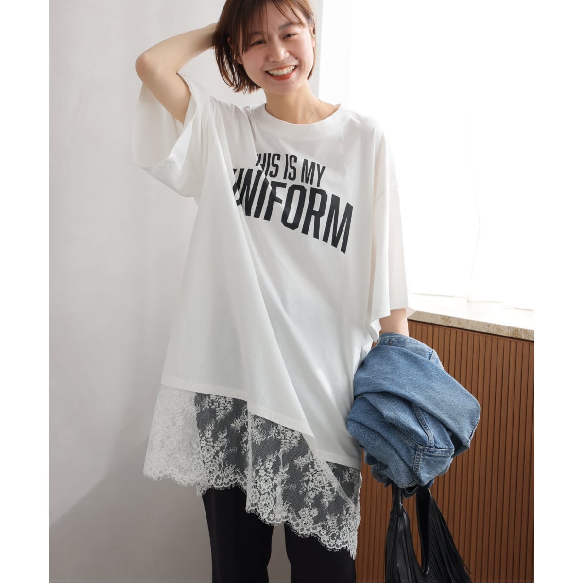 [�}���C]�sWEB����ǉ��t�yARCHIVE STANCE�z lace switching Tee/�W���[�i���X�^���_�[�h �������[���iJOURNAL STANDARD relume�j �i�`������