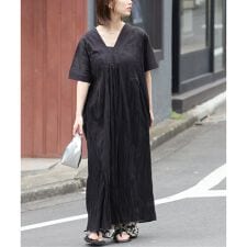 《追加予約 / 新色》コットンボイルクリンクルタックカフタンワンピース