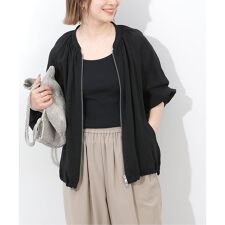 《予約》［手洗い可］シアーギャザージップブルゾン