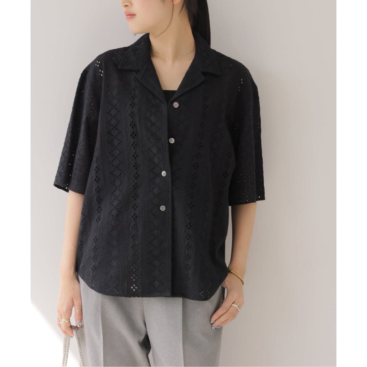 一部WEB限定追加》コットンカットワーク刺繍開襟シャツ | ジャーナル