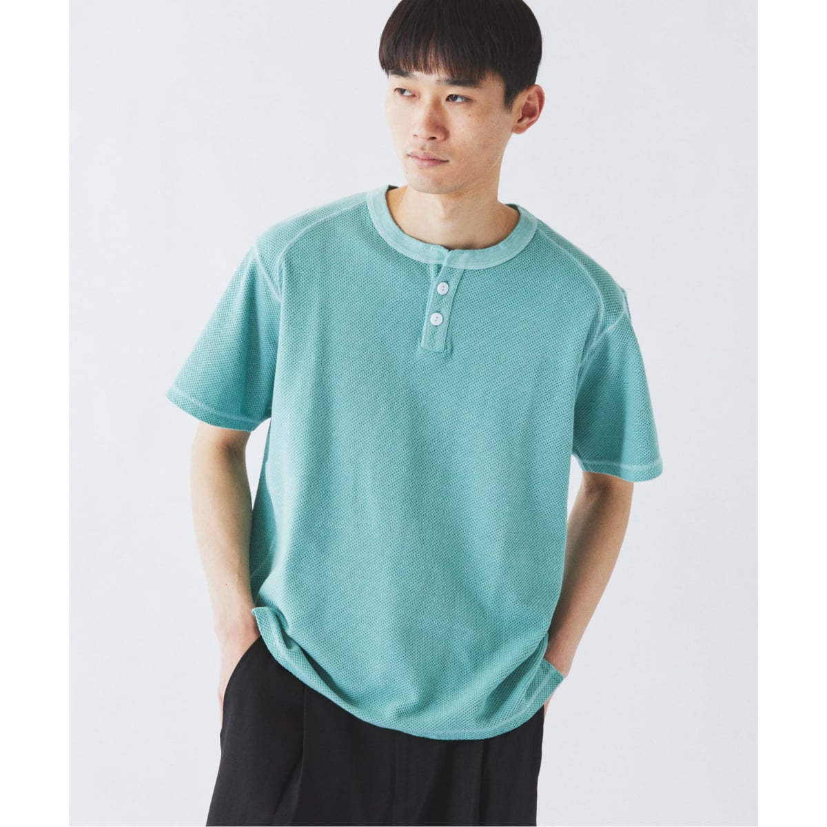 製品染め ワッフル調 ピケ ヘンリーネックTシャツ | ジャーナル 