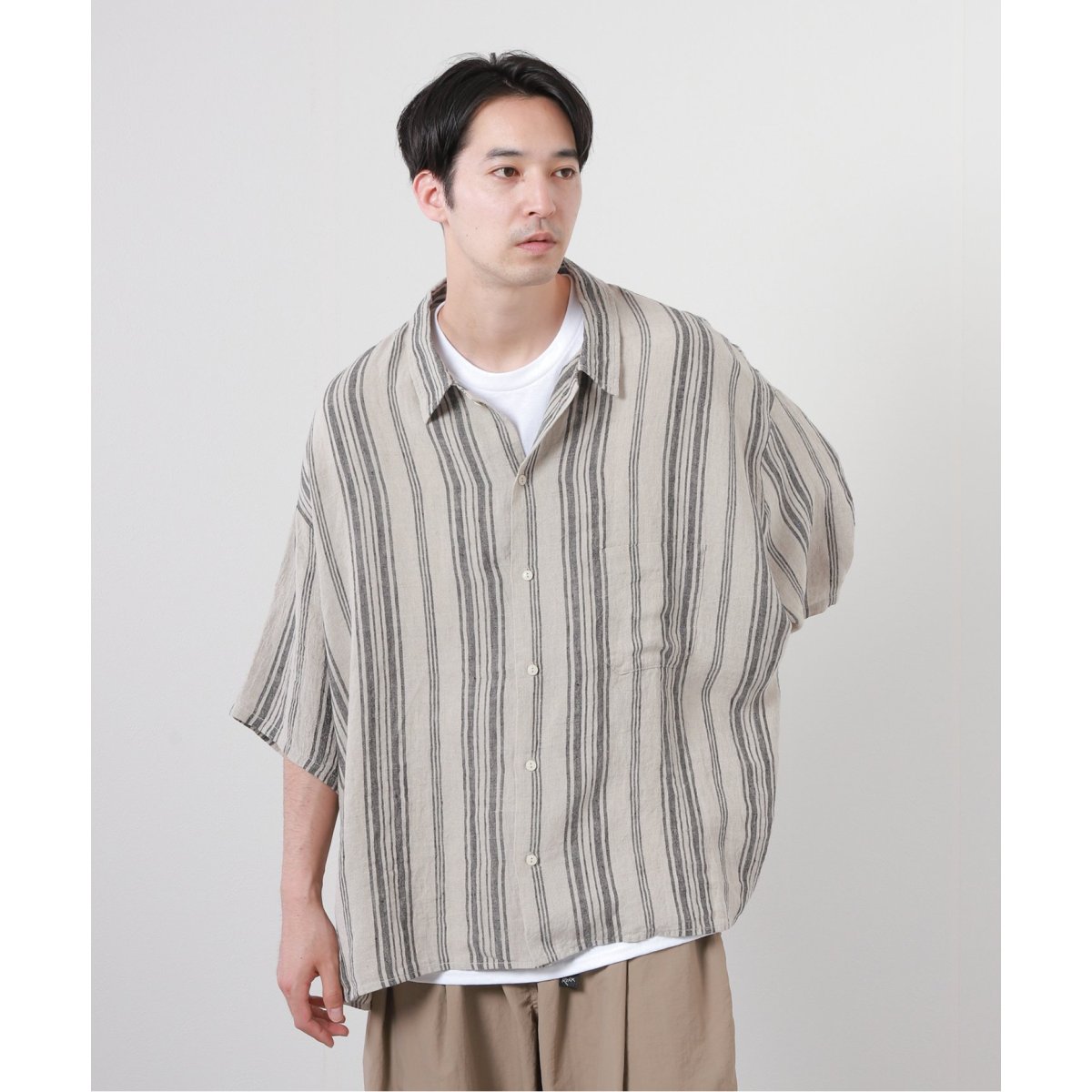 シモンズグランドセール ストライプ リネン Homestead】10XL J.S シャツ J.S.ホーム | トップス