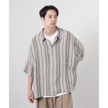 J S Homestead 10XL リネン ストライプ シャツ J S ホームステッド J S Homestead