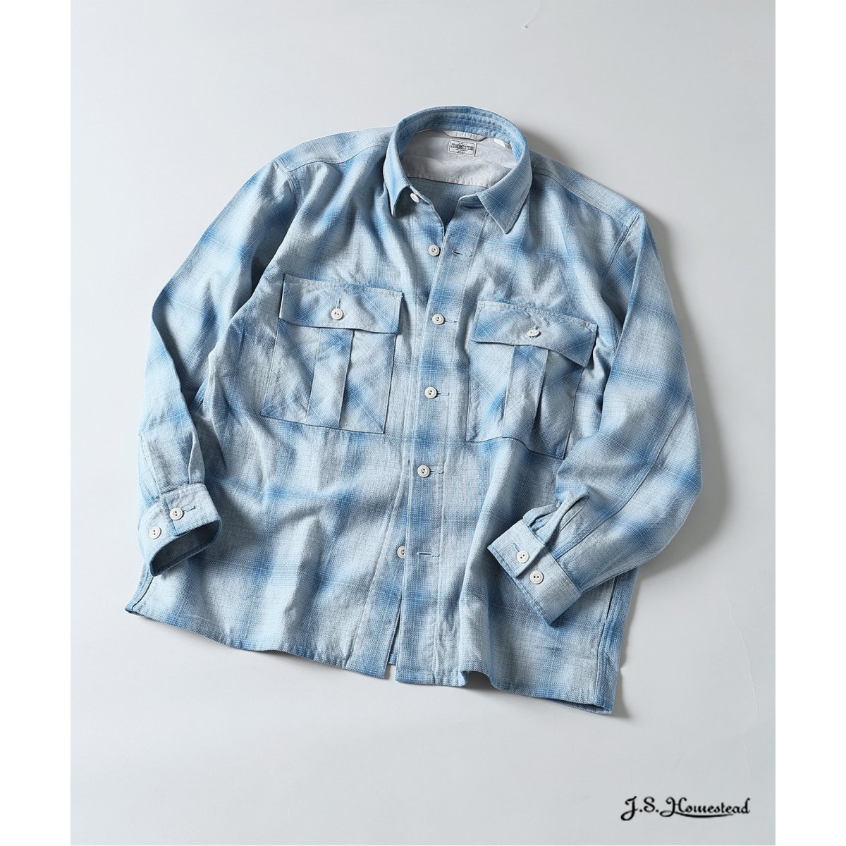J.S.Homestead / Stead コットン / レーヨン オンブレオープンシャツ
