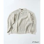 J.S.Homestead / ストーン ウォッシュ ケーブル ヘンリーネック ニット 