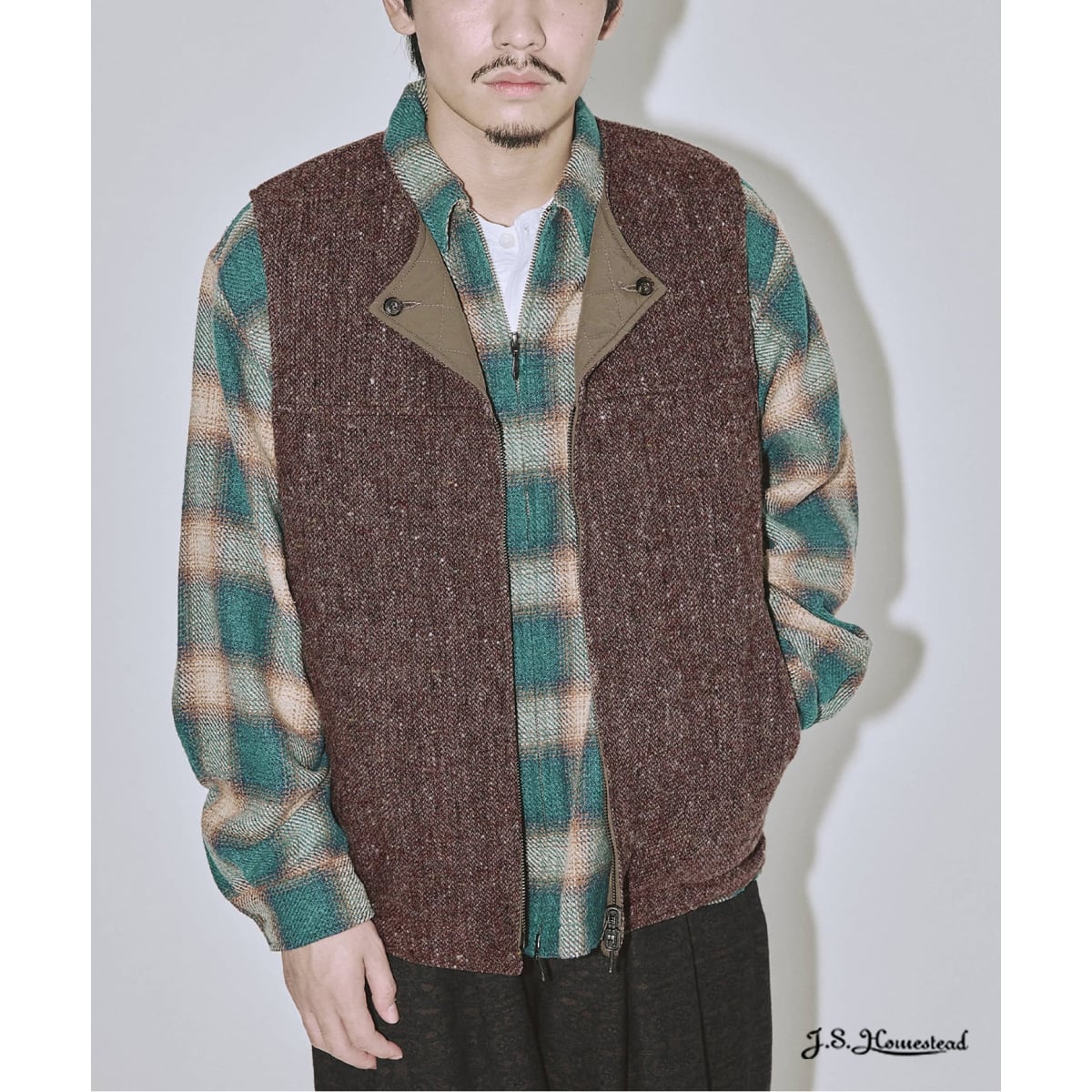 J．S．ホームステッド（J．S．stead）/J．S．stead / ツイード キルト リバーシブル ベスト J.S.Homestead / ツイード キルト リバーシブル ベスト | J.S.ホーム