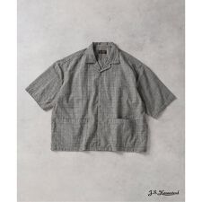 《予約》J.S.Homestead / コットン リネン チェック リラックス 半袖 開襟 シャツ