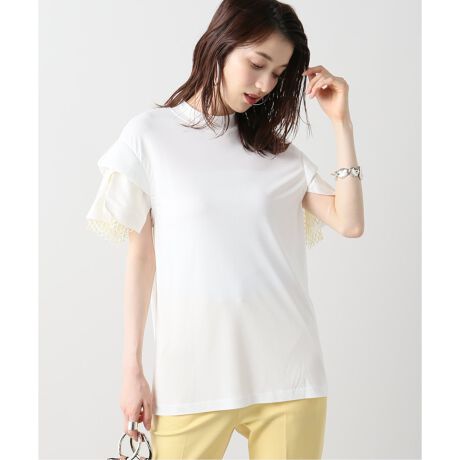 TOGA PULLA/トーガプルラ】Rayon jersey mesh top：カットソー 