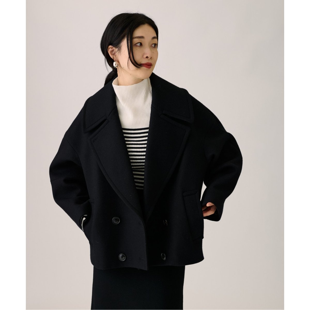 別注》【STUMBLY / スタンブリー】BIG SILHOUETTE PEA JACKET：コー