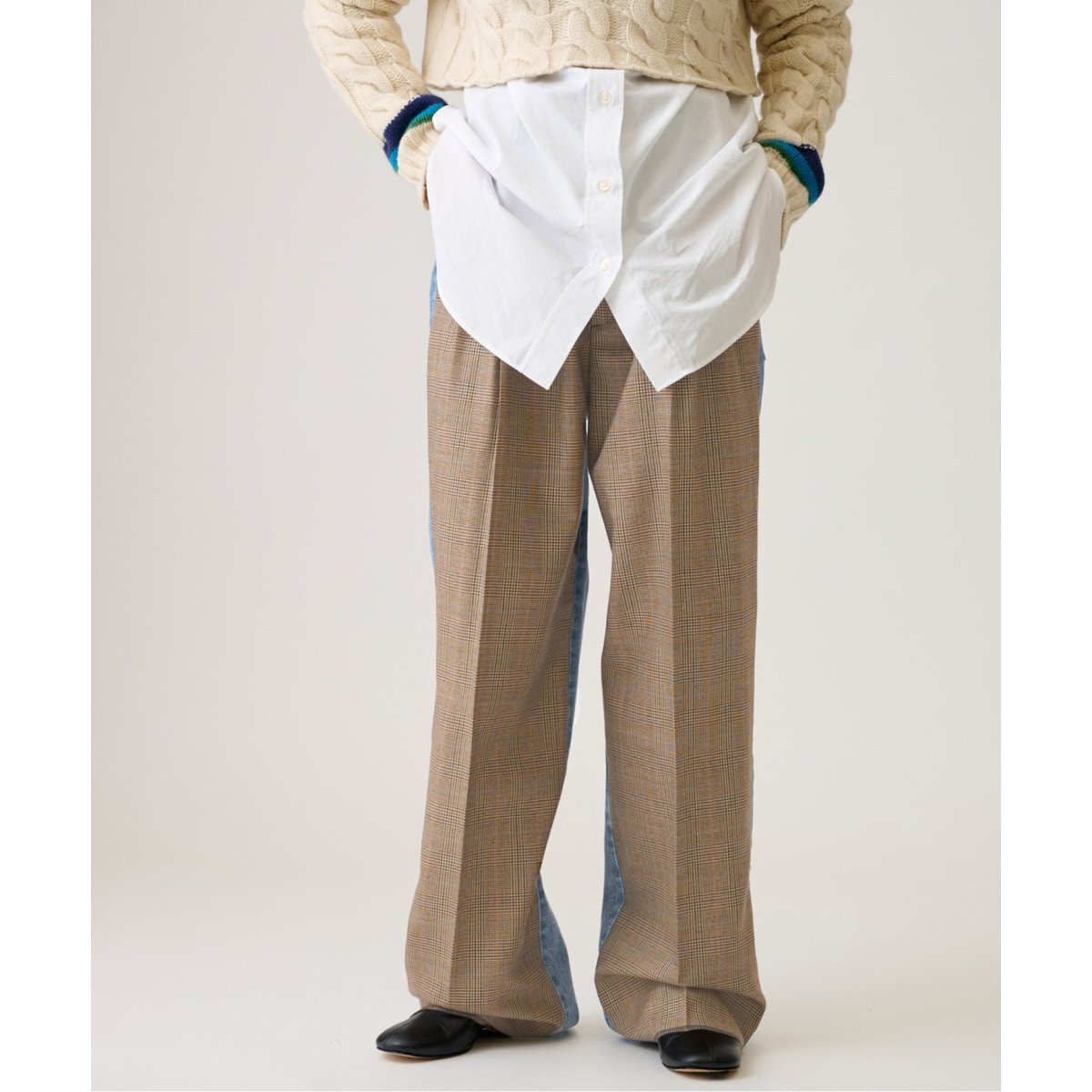 INSCRIRE/アンスクリア】Glen Check Combined Two Pants：パンツ 