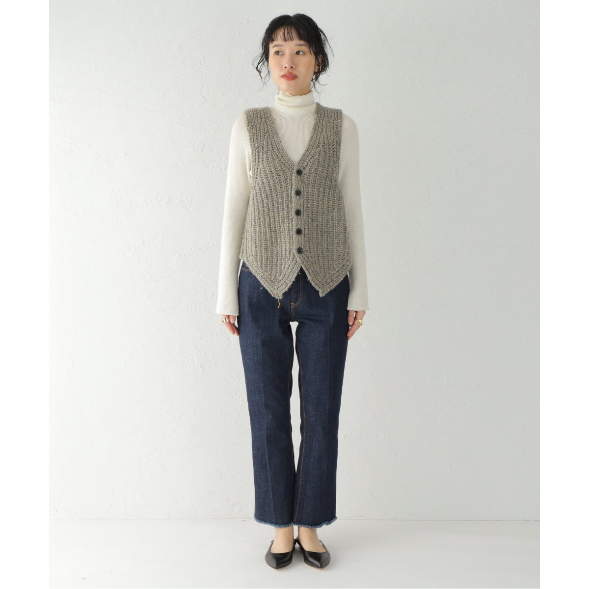 INSCRIRE / アンスクリア | 2022AW | Nep Cardigan Vest ニット ベスト | F | BEIGE | レディース INSCRIRE/アンスクリア】 Nep Cardigan Vest：ベスト | ジャーナル
