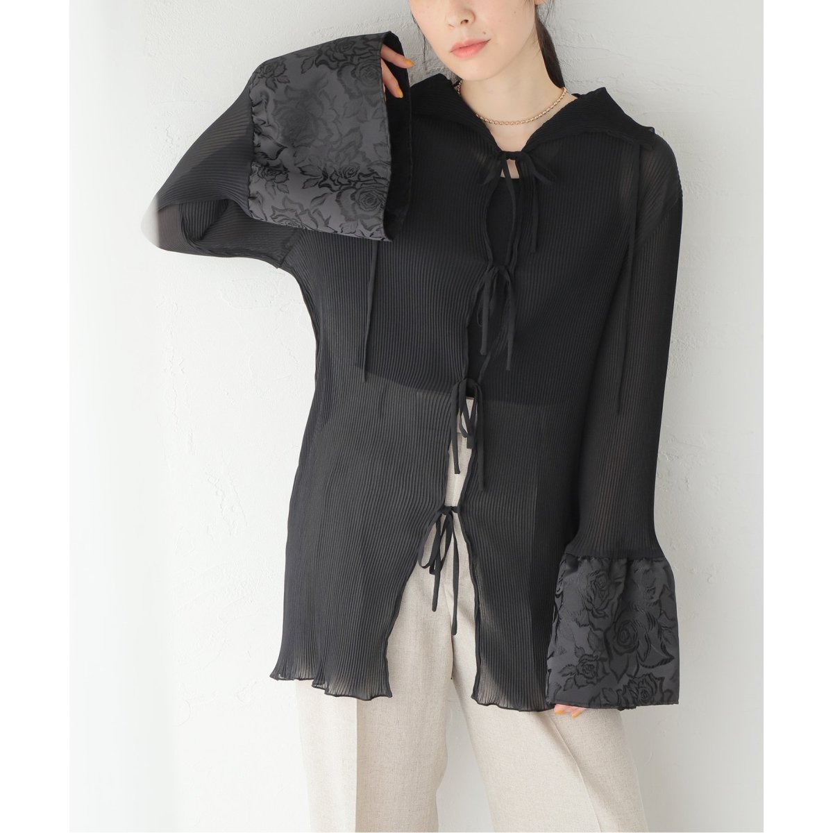 【FUMIE TANAKA】pleats ribbon シャツブラウス FUMIE TANAKA】pleats ribbon シャツブラウス