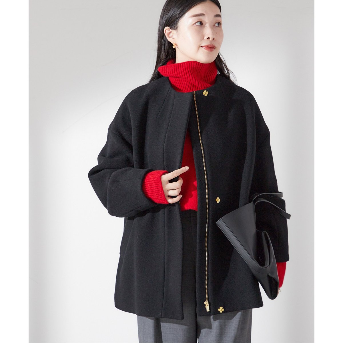新品未使用super140 MARINI クルーネックショートコート SUPER140S/MARINI クルーネックショートコート | ジャーナル