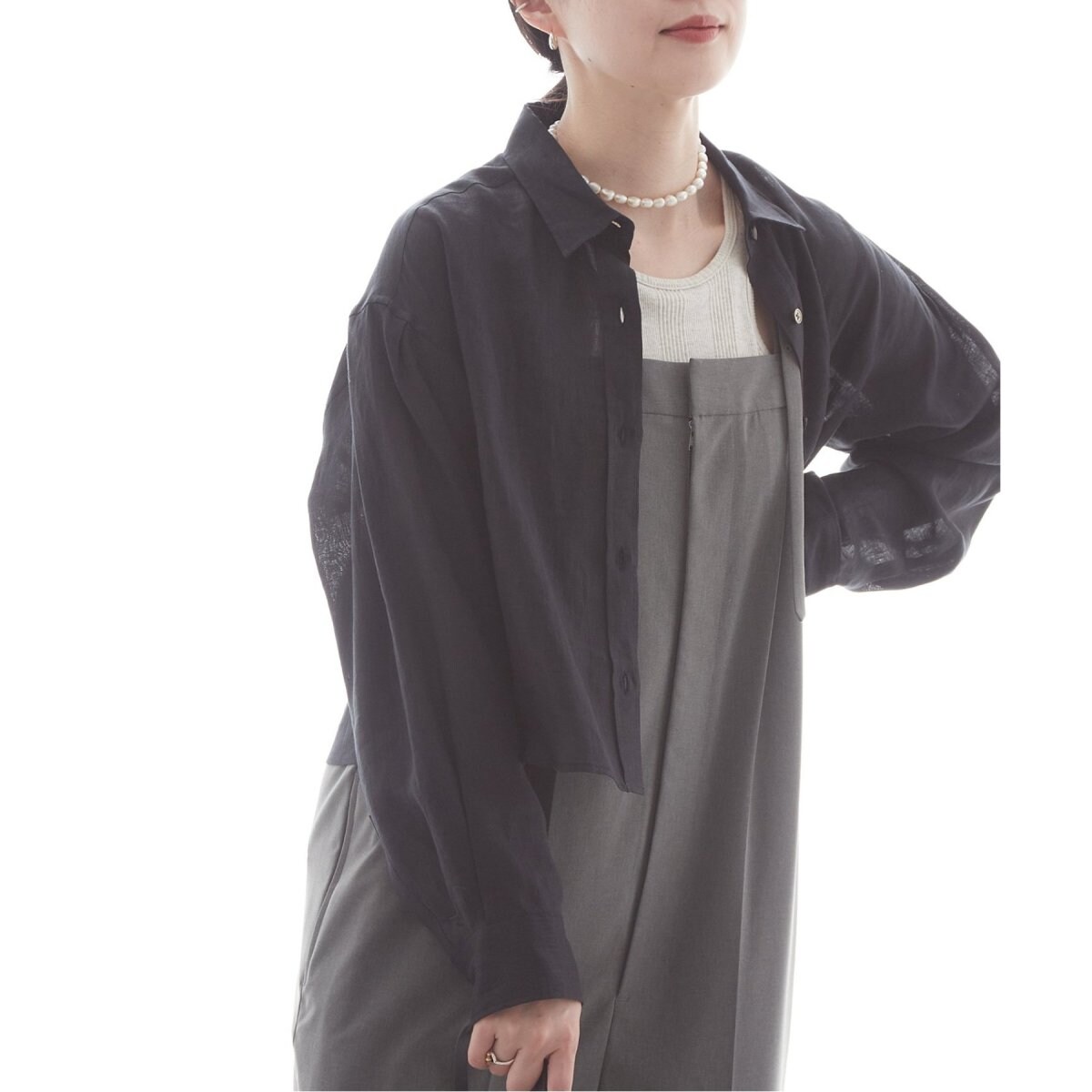 23SS L'ESSAGE(レサージュ) オーガニックリネンクロップドシャツ 23SS L'ESSAGE(レサージュ) オーガニックリネンクロップドシャツ