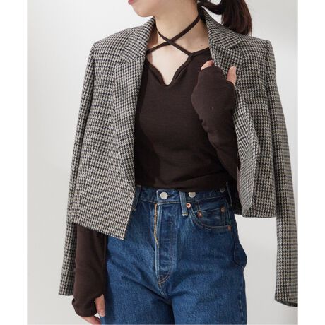 JANE SMITH/ジェーンスミス】NECK CHORKER WOOL RIB PULLOVE 