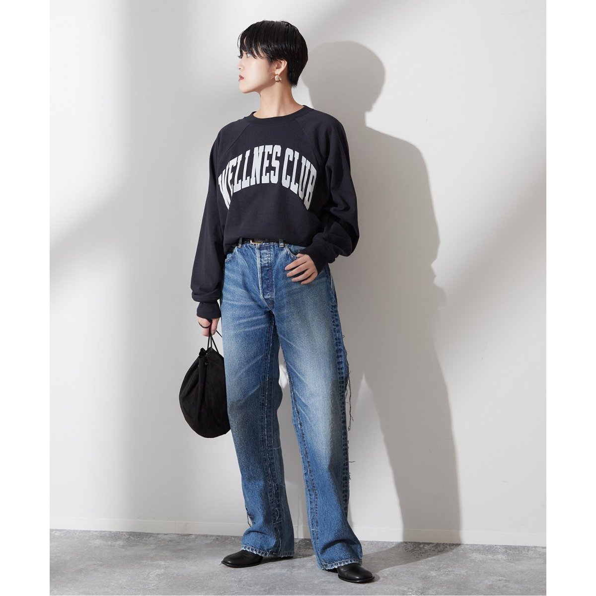 ジャーナルスタンダード／アンスクリアWELLNESS CLUB トレーナーS INSCRIRE / アンスクリア | WELLNESS CLUB Crew Sweat Shirt - Black