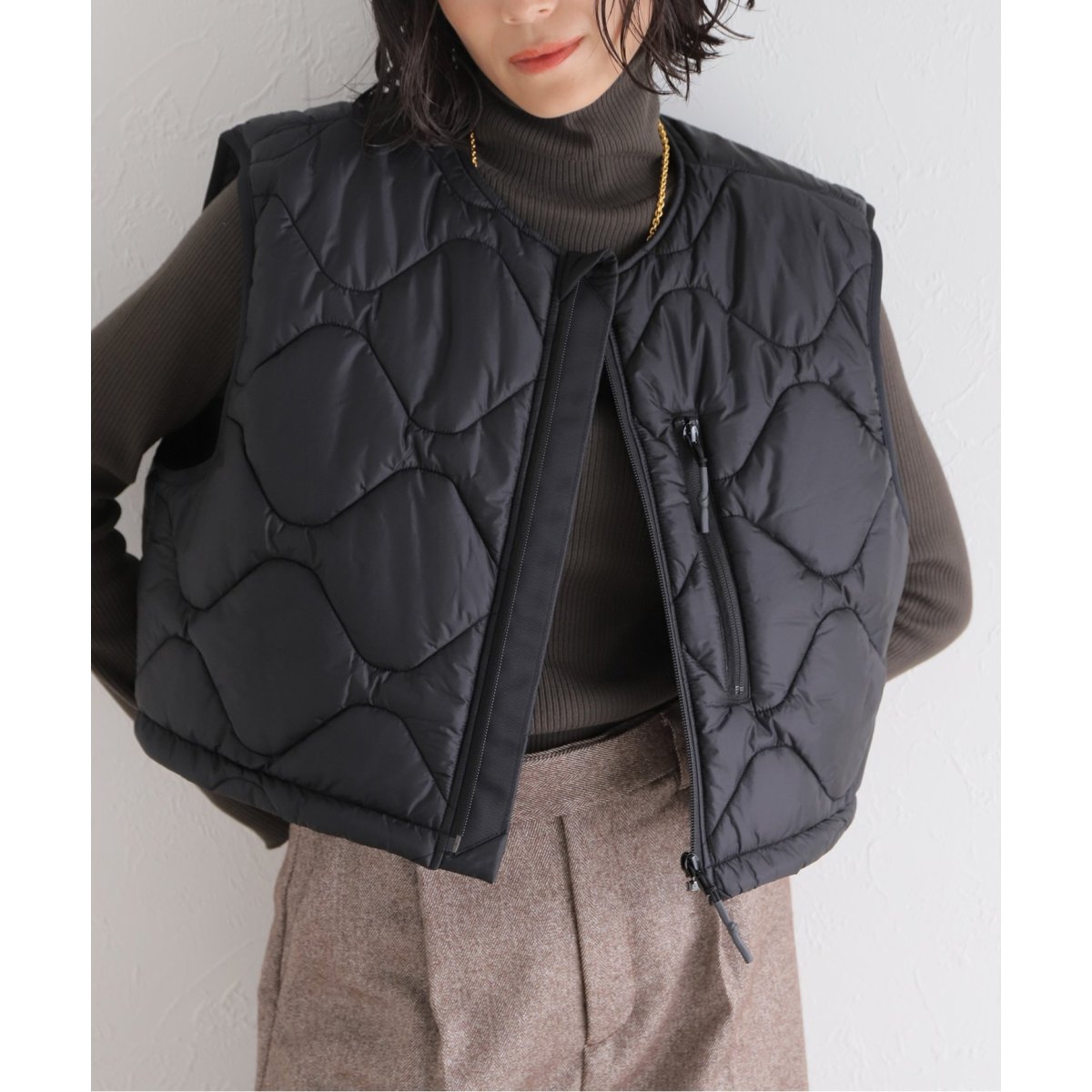 JANE SMITH/ジェーンスミス】NYLON TAFFETA ARMY QUILT VEST