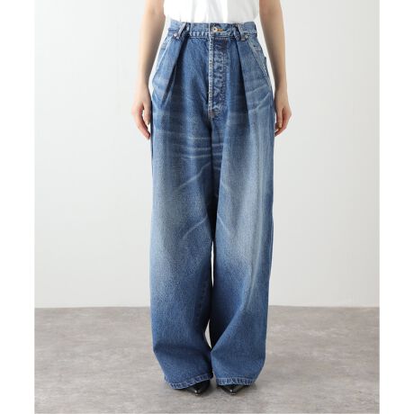 INSCRIRE /アンスクリア】Denim Tuck Wide Pants：デニムパンツ 