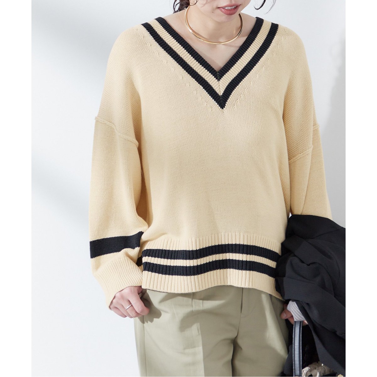 ▼24AW✨美品 ジャーナルスタンダードレサージュ ラインニットプルオーバー ラインニットプルオーバー | ジャーナルスタンダード レサージュ