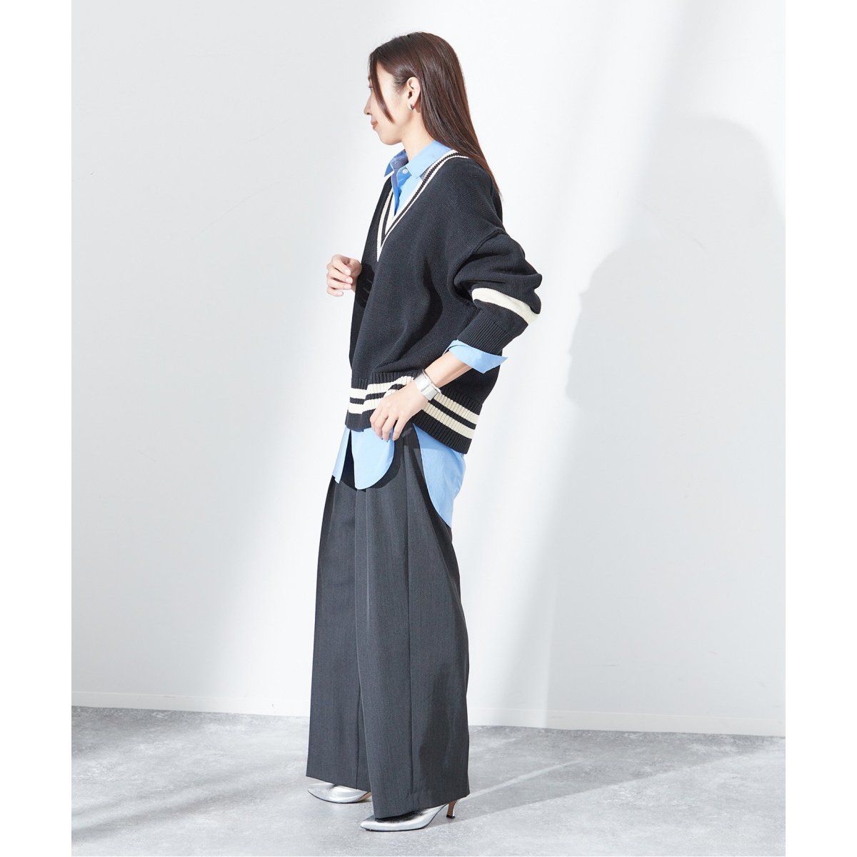 ▼24AW✨美品 ジャーナルスタンダードレサージュ ラインニットプルオーバー ラインニットプルオーバー | ジャーナルスタンダード レサージュ