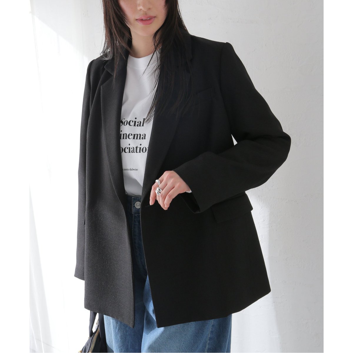 JOURNAL STANDARD リネンライクバスケットブラックジャケット