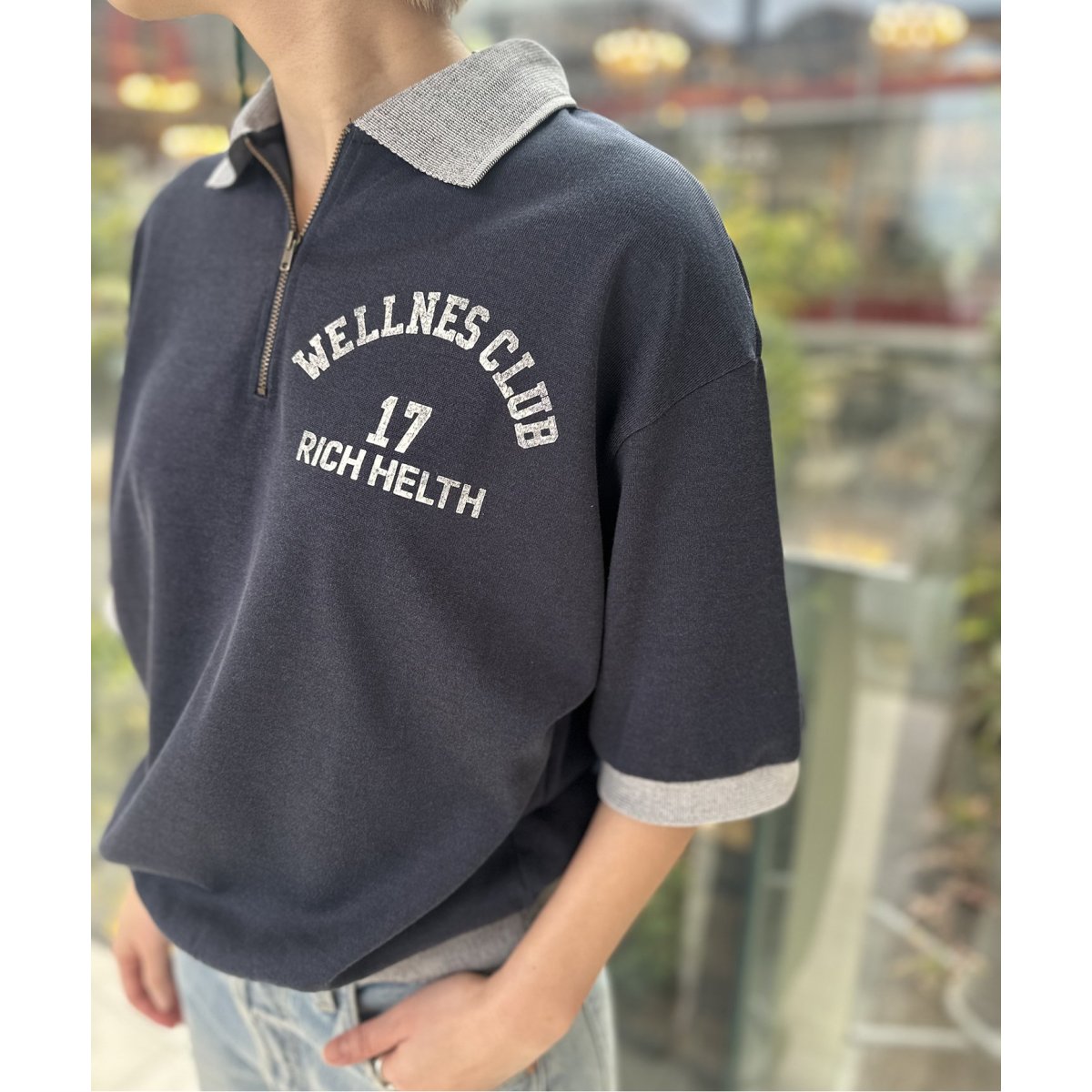 アンスクリア　ポロ　ポロシャツ　カットソー ジャーナル INSCRIRE /アンスクリア】Half Zip Polo Shirt：ポロシャツ