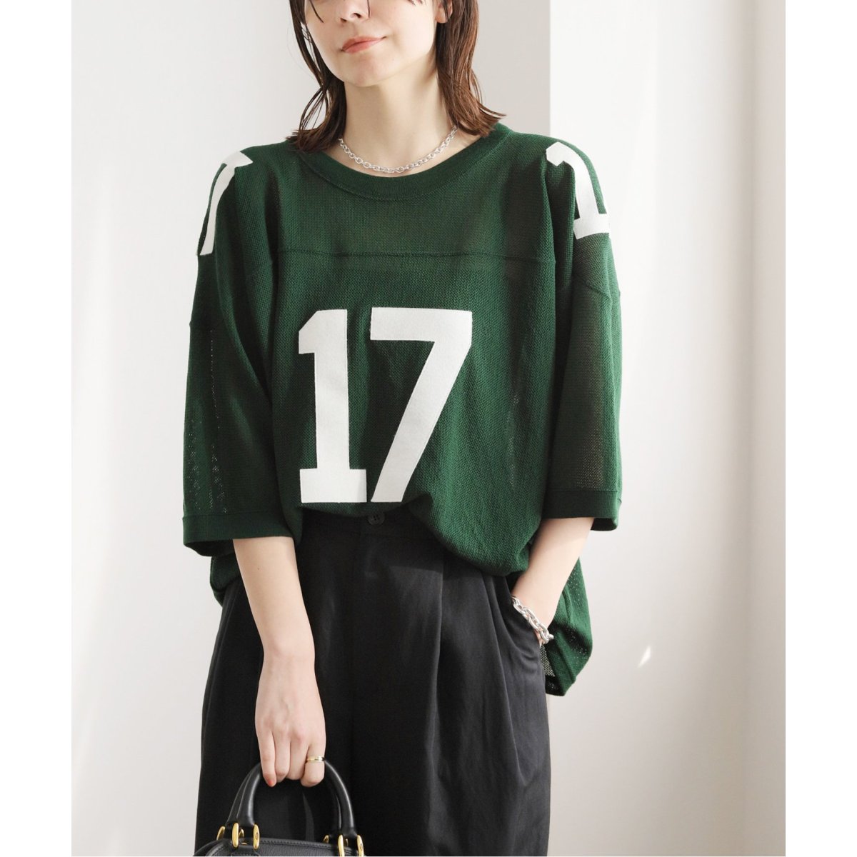 INSCRIRE /アンスクリア】Mesh Football Tee：カットソー