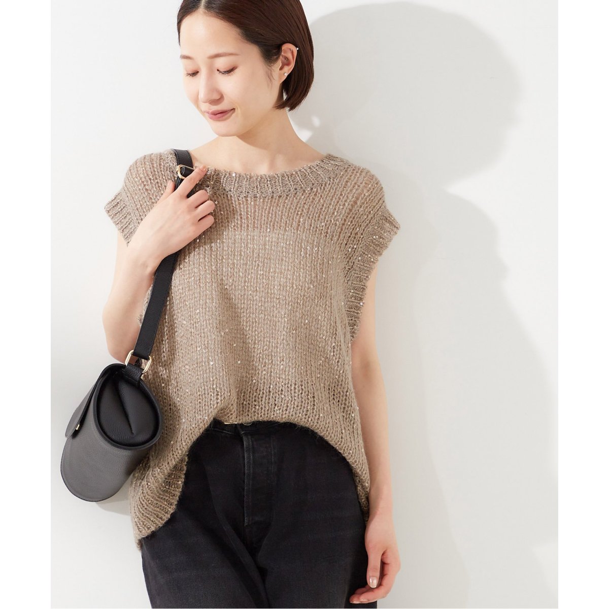 2024AW】L´ESSAGE モヘヤMIXスパンコールプルオーバー ニット 【2024AW