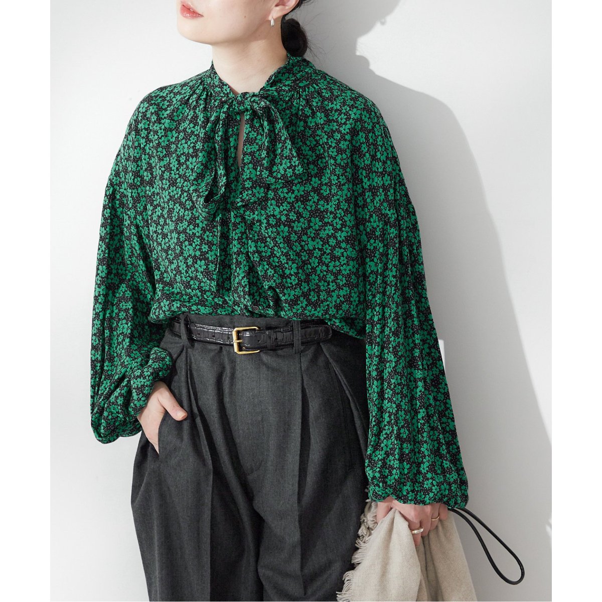 追加2》IPEKERDOT*フラワー/シアードットボウタイブラウス