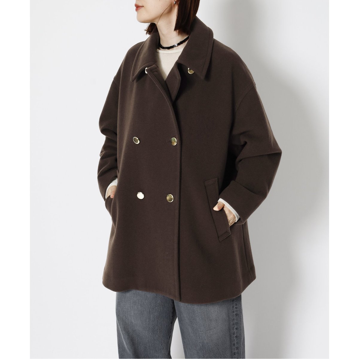 美品✨レサージュSUPER120 MANTECOステンカラーショートコート SUPER120/MANTECOステンカラーショートコート | ジャーナル
