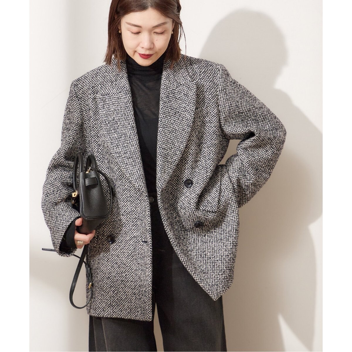 新品タグ付き　CANGIOLI/ヘリンボーンジャケットコート CANGIOLI/ヘリンボーンジャケットコート（その他ブルゾン／アウター