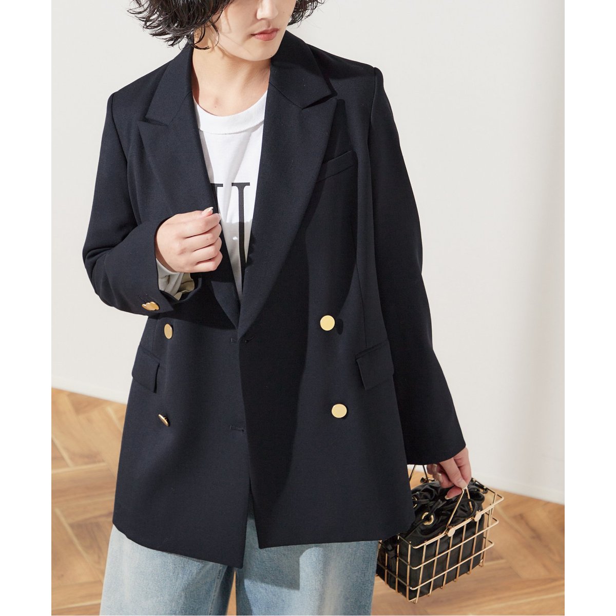 ジャーナルスタンダード レサージュ ウールトリコチン ブレザー 金ボタン ダブル ジャーナルスタンダード レサージュ ウールトリコチンブレザー金