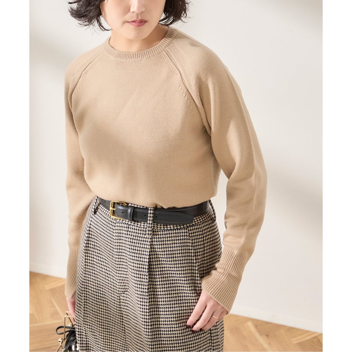 2024AWエブールウールフードプルオーバー ベージュ ebure/エブール